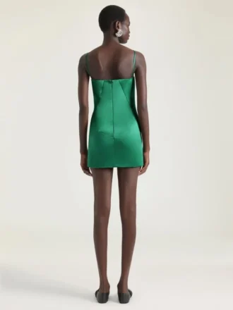 Mini-robe fendue en satin