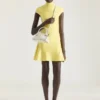 Mini-robe à jupe évasée en laine et viscose