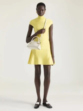 Mini-robe à jupe évasée en laine et viscose