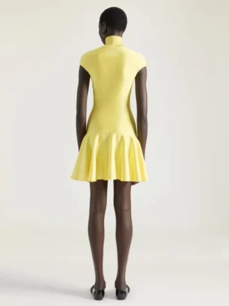 Mini-robe à jupe évasée en laine et viscose