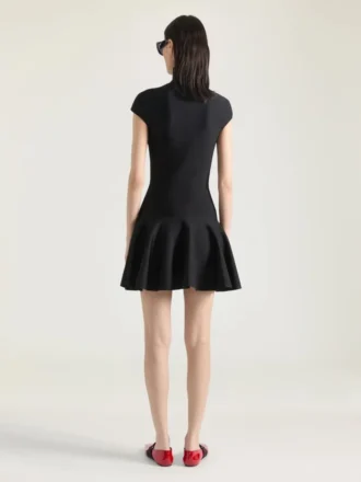 Mini-robe à jupe évasée en laine et viscose
