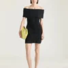 Mini-robe à épaules dénudées en laine