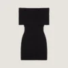 Mini-robe à épaules dénudées en laine