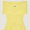 Mini-robe à épaules dénudées en laine