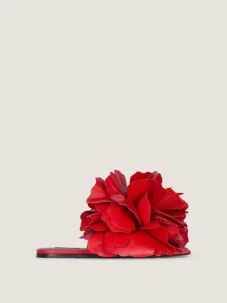Mules plates Boudoir en cuir avec pétales de rose