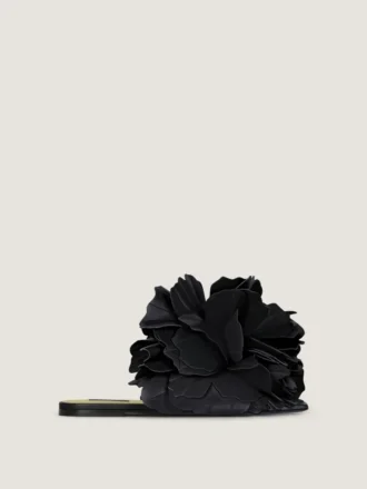 Mules plates Boudoir en cuir avec pétales de rose
