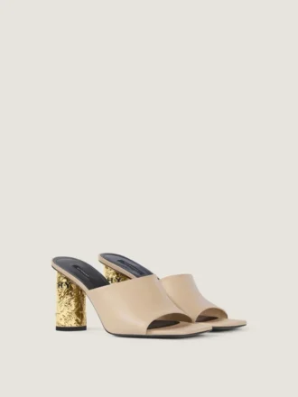 Mules à talon en cuir
