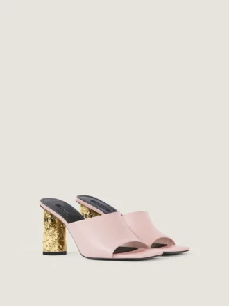 Mules à talon en cuir Mules à talon en cuir