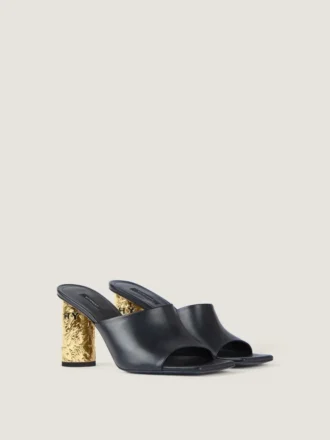 Mules à talon en cuir Mules à talon en cuir