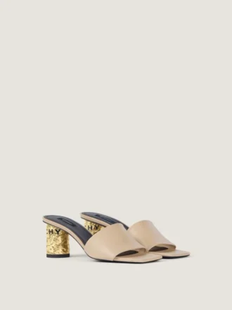 Mules à talon en cuir