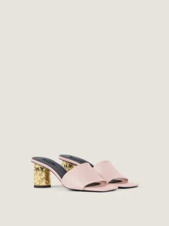 Mules à talon en cuir