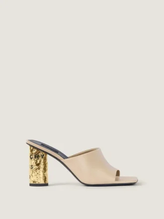 Mules à talon en cuir