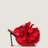 Mules à talons Boudoir en cuir avec pétales de rose Mules à talons Boudoir en cuir avec pétales de rose