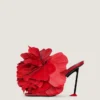 Mules à talons Boudoir en cuir avec pétales de rose Mules à talons Boudoir en cuir avec pétales de rose
