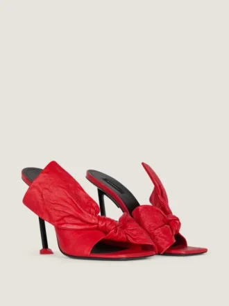 Mules à talons Boudoir en cuir nappa avec nœud