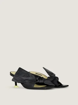 Mules à talons Boudoir en cuir nappa avec nœud