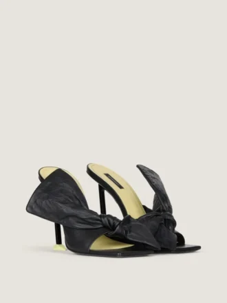 Mules à talons Boudoir en cuir nappa avec nœud