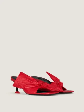 Mules à talons Boudoir en cuir nappa avec nœud