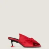 Mules à talons Boudoir en cuir nappa avec nœud Mules à talons Boudoir en cuir nappa avec nœud