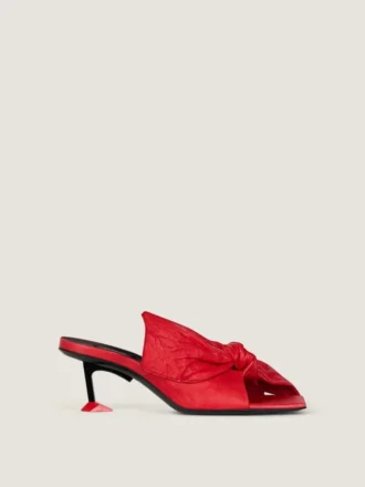 Mules à talons Boudoir en cuir nappa avec nœud