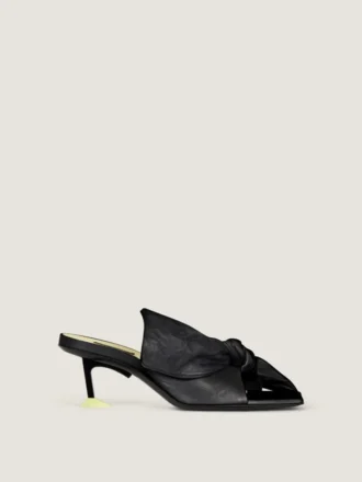 Mules à talons Boudoir en cuir nappa avec nœud