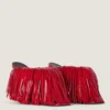 Mules à talons Boudoir en cuir verni à franges