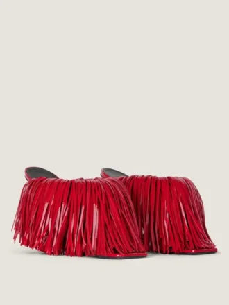 Mules à talons Boudoir en cuir verni à franges