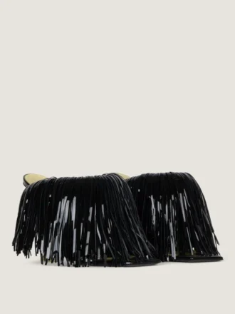 Mules à talons Boudoir en cuir verni à franges