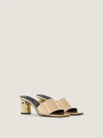 Mules à talons en cuir effet miroir Mules à talons en cuir effet miroir