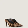 Mules à talons pointus en cuir effet poney à motif léopard