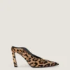 Mules à talons pointus en cuir effet poney à motif léopard