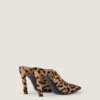 Mules à talons pointus en cuir effet poney à motif léopard