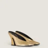 Mules à talons sculptées en cuir effet miroir Mules à talons sculptées en cuir effet miroir