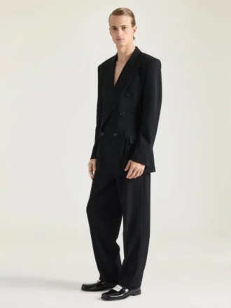 Veste croisée en twill de laine
