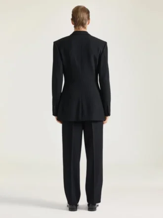 Pantalon ajusté à double pli en sergé de laine Pantalon ajusté à double pli en sergé de laine