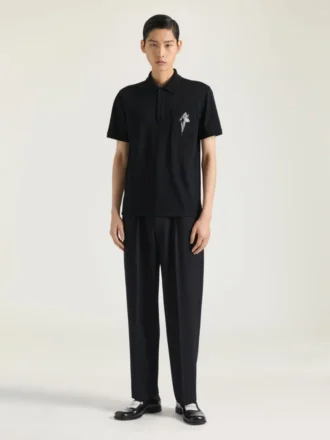 Polo en coton avec broderie en cristaux