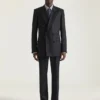 Veste ajustée à double boutonnage en laine rayée Veste ajustée à double boutonnage en laine rayée