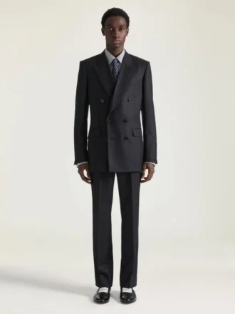 Veste ajustée à double boutonnage en laine rayée