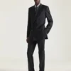 Veste ajustée à double boutonnage en laine rayée Veste ajustée à double boutonnage en laine rayée