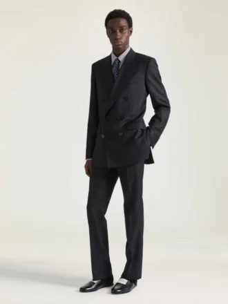 Veste ajustée à double boutonnage en laine rayée