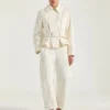 Veste courte ceinturée en coton et laine