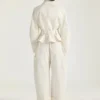 Veste courte ceinturée en coton et laine