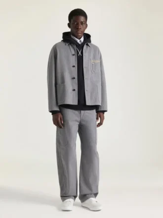 Veste en denim à chevrons brodée « Givenchy Paris »