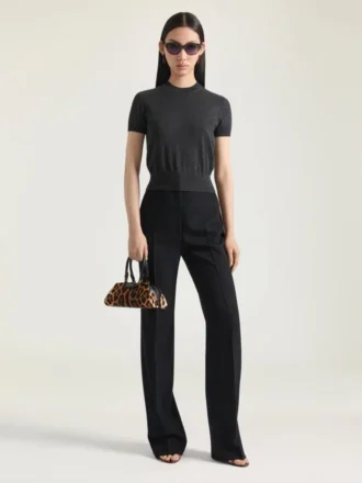 Pantalon cigarette ajusté en laine