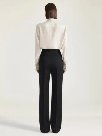 Pantalon cigarette de smoking en laine