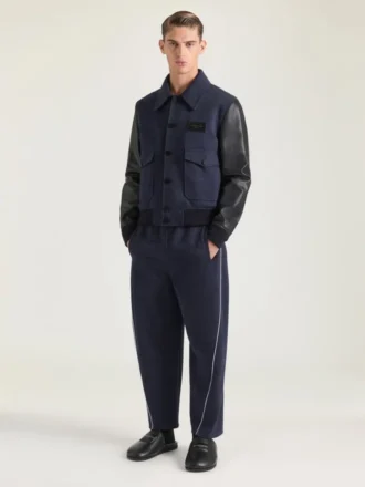Blouson aviateur en mélange de matières