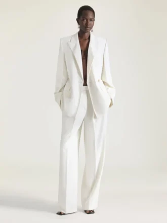 Pantalon à double pli en laine et mohair