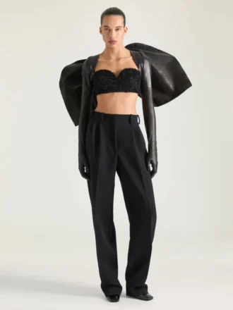 Pantalon à double pli fendu en laine Pantalon à double pli fendu en laine