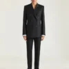 Veste rayée à double boutonnage en laine Veste rayée à double boutonnage en laine
