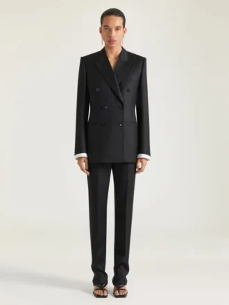 Veste rayée à double boutonnage en laine